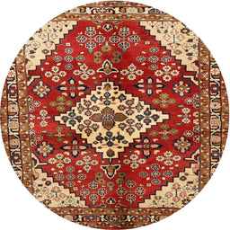 Round Traditional Sand Brown Medallion Rug, tr520
