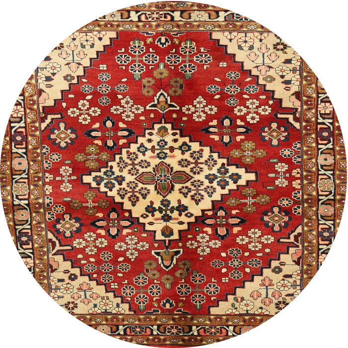 Round Traditional Sand Brown Medallion Rug, tr520