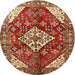 Round Traditional Sand Brown Medallion Rug, tr520