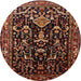 Round Traditional Deep Red Persian Rug, tr522