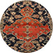 Square Machine Washable Traditional Vermilion Red Rug, wshtr523