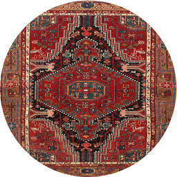 Square Machine Washable Traditional Tomato Red Rug, wshtr524