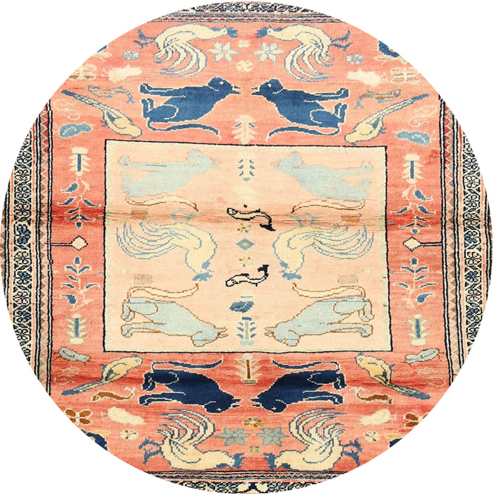 Round Traditional Brown Animal Rug, tr526