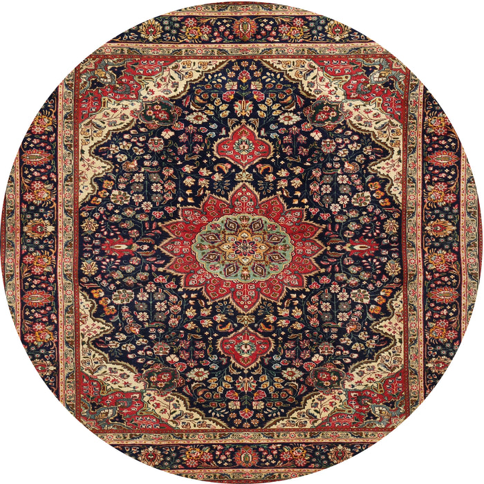 Square Machine Washable Traditional Orange Brown Rug, wshtr527