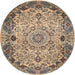 Round Traditional Coffee Brown Medallion Rug, tr530