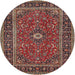 Round Traditional Saffron Red Persian Rug, tr532