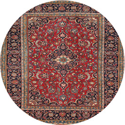 Square Machine Washable Traditional Saffron Red Rug, wshtr532