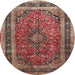 Round Traditional Saffron Red Persian Rug, tr533