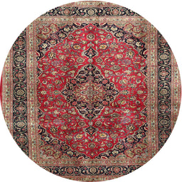 Square Machine Washable Traditional Saffron Red Rug, wshtr533