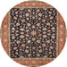 Round Traditional Light Copper Gold Persian Rug, tr536