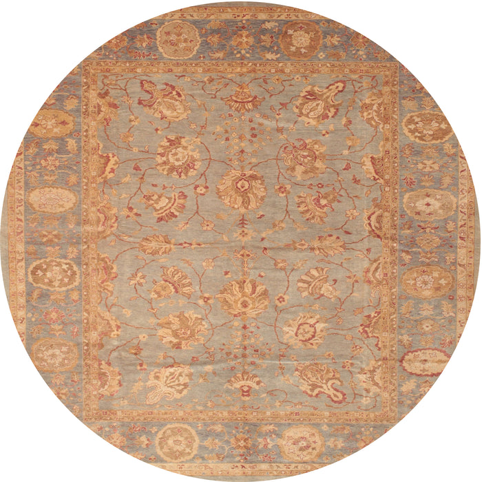 Round Traditional Sand Brown Oriental Rug, tr538