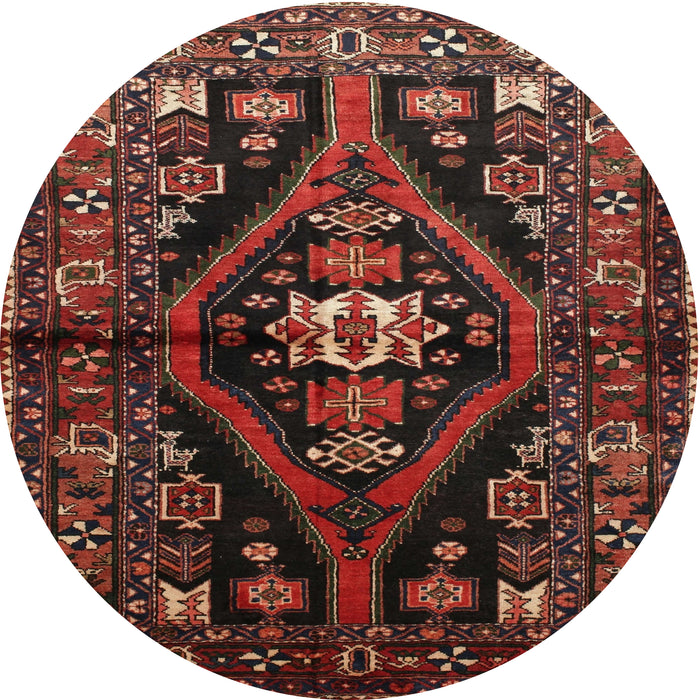 Round Traditional Sienna Brown Persian Rug, tr53