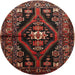 Round Traditional Sienna Brown Persian Rug, tr53