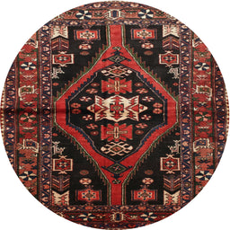 Square Machine Washable Traditional Sienna Brown Rug, wshtr53