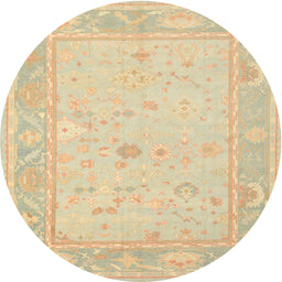 Round Traditional Brown Gold Oriental Rug, tr540