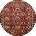 Round Traditional Crimson Red Persian Rug, tr544