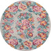 Round Traditional Orange Salmon Pink Medallion Rug, tr546