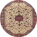 Square Machine Washable Traditional Brown Red Rug, wshtr548