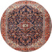 Round Traditional Saffron Red Medallion Rug, tr549