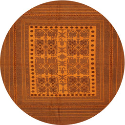 Square Machine Washable Traditional Orange Red Rug, wshtr54
