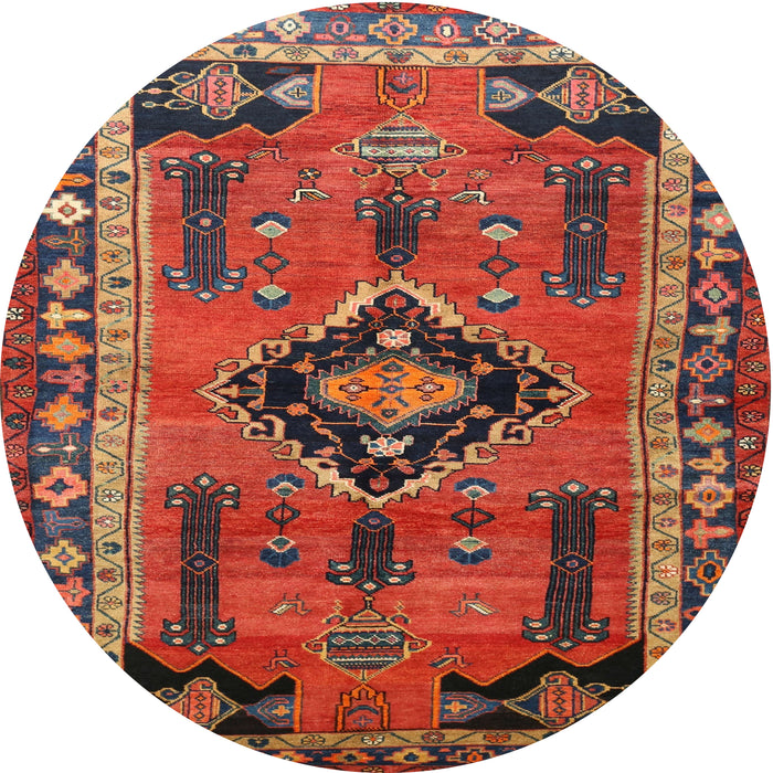 Round Traditional Dark Gold Brown Persian Rug, tr550