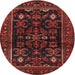 Round Traditional Reddish Brown Persian Rug, tr552