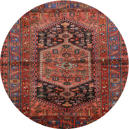Square Machine Washable Traditional Saffron Red Rug, wshtr553