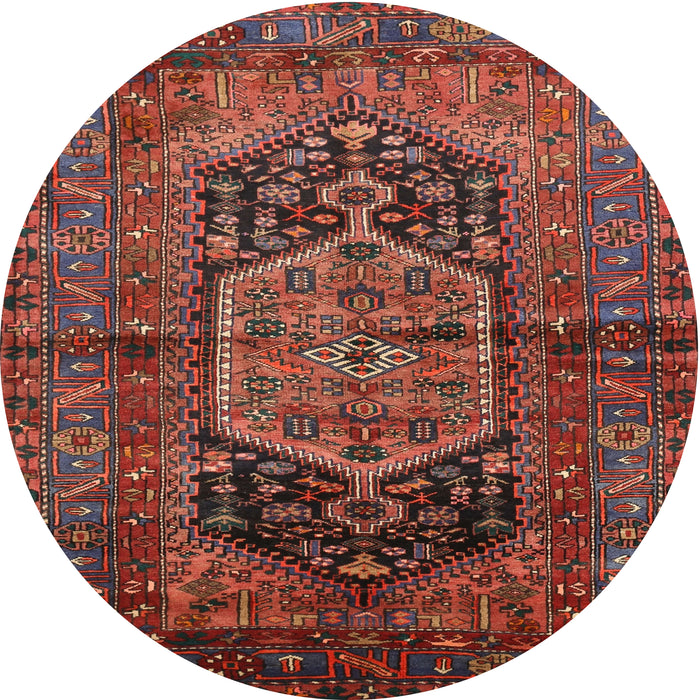 Square Machine Washable Traditional Saffron Red Rug, wshtr553