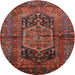 Square Machine Washable Traditional Saffron Red Rug, wshtr553