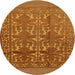 Round Traditional Mahogany Brown Southwestern Rug, tr55