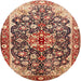 Square Machine Washable Traditional Saffron Red Rug, wshtr562