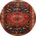 Round Traditional Sienna Brown Persian Rug, tr564