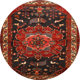 Square Machine Washable Traditional Sienna Brown Rug, wshtr564