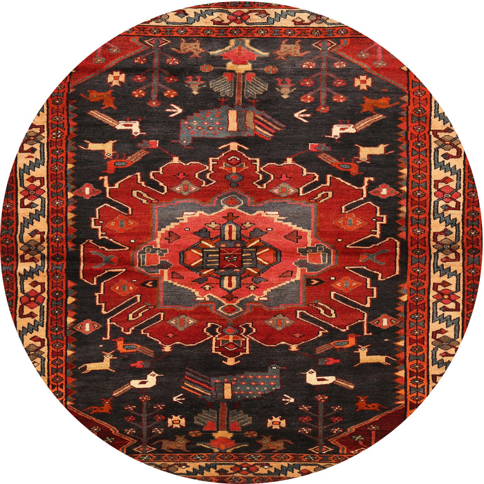 Square Machine Washable Traditional Sienna Brown Rug, wshtr564