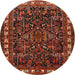 Round Traditional Sienna Brown Animal Rug, tr565