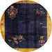 Square Machine Washable Traditional Night Blue Rug, wshtr56