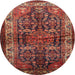 Round Traditional Gold Brown Persian Rug, tr572