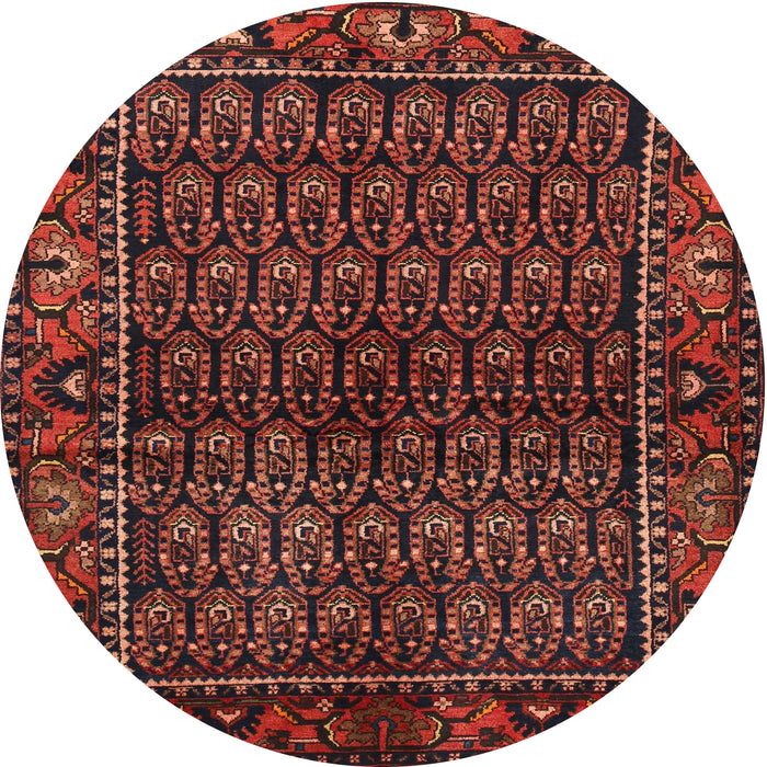 Round Traditional Sienna Brown Persian Rug, tr573