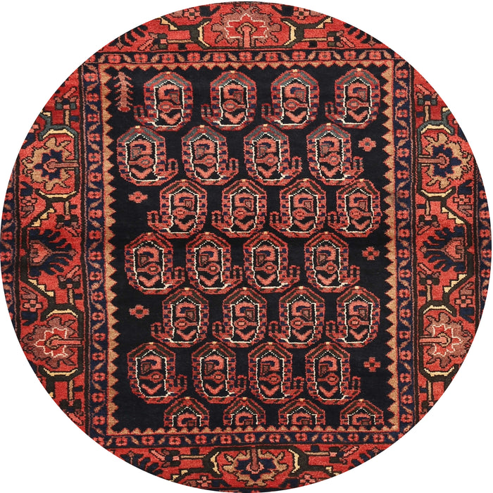 Round Traditional Chestnut Brown Persian Rug, tr575