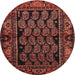 Round Traditional Chestnut Brown Persian Rug, tr575