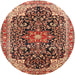 Square Machine Washable Traditional Saffron Red Rug, wshtr576