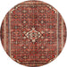 Round Traditional Orange Salmon Pink Persian Rug, tr577