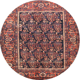 Square Machine Washable Traditional Copper Red Pink Rug, wshtr578