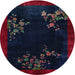 Round Traditional Deep-Sea Blue Oriental Rug, tr57