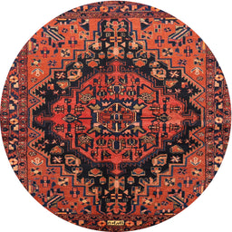 Square Machine Washable Traditional Saffron Red Rug, wshtr580