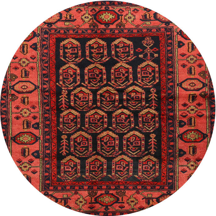 Round Traditional Dark Sienna Brown Persian Rug, tr581