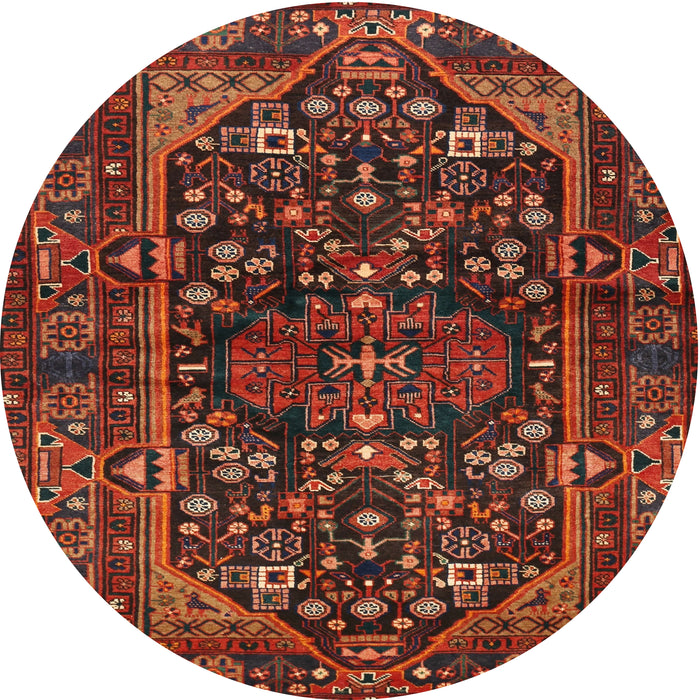 Round Traditional Sienna Brown Persian Rug, tr583