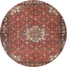 Square Machine Washable Traditional Saffron Red Rug, wshtr584