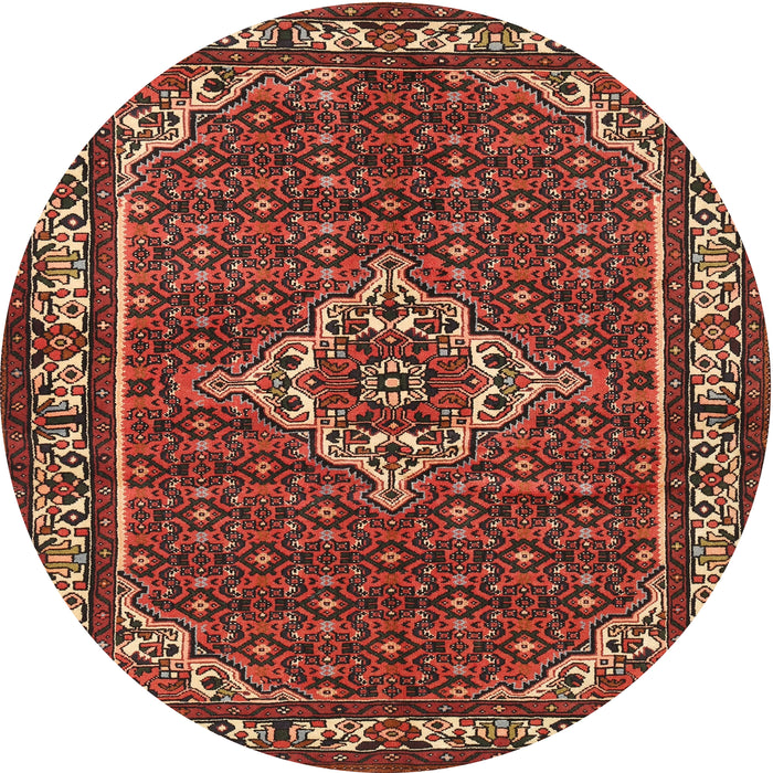 Round Traditional Gold Brown Medallion Rug, tr586