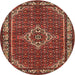 Round Traditional Gold Brown Medallion Rug, tr586